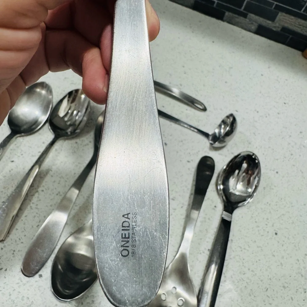 Oneida silverware mix 9 Piece Mixing serving spoons Stainless Steel